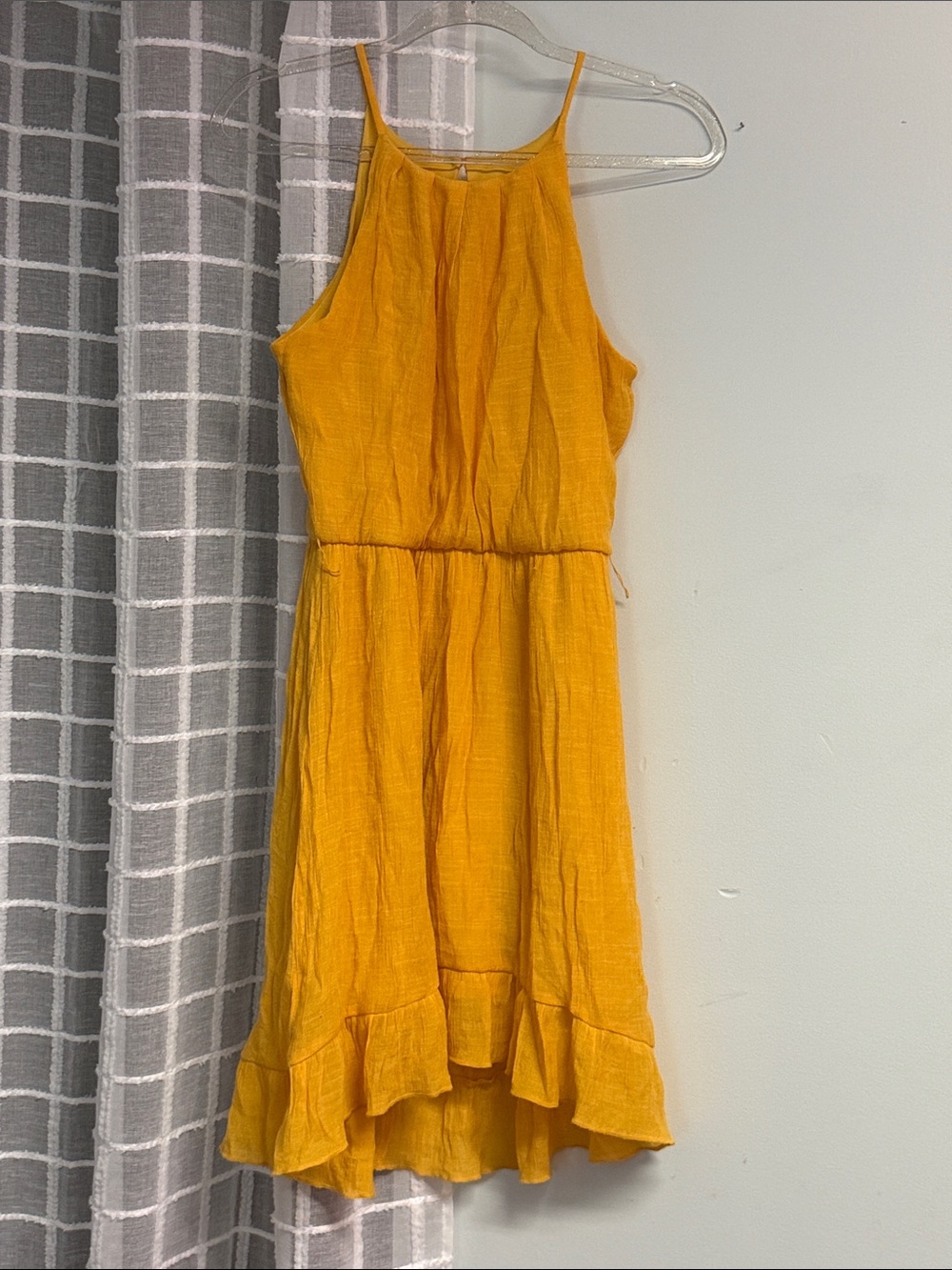 BCX Yellow Sundress High-Neck Ruffle Hem Dress